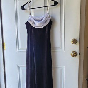 90s black velvet slinky spaghetti strap dress